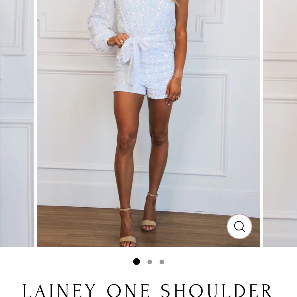 NWT White One-Shoulder Sequin Romper